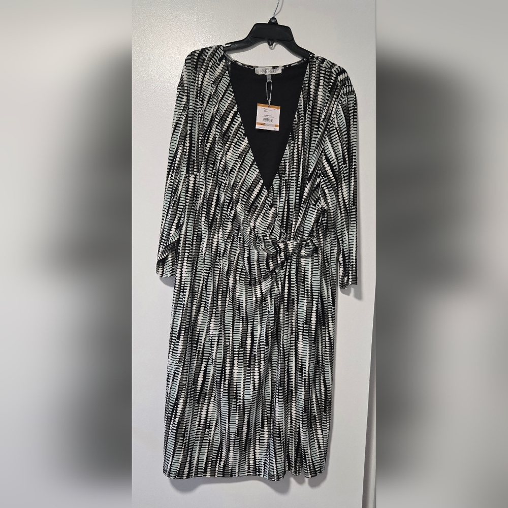 Nwt Kasper Plus 3/4 Sleeve Faux Wrap Dress Size 3X - Picture 5 of 7